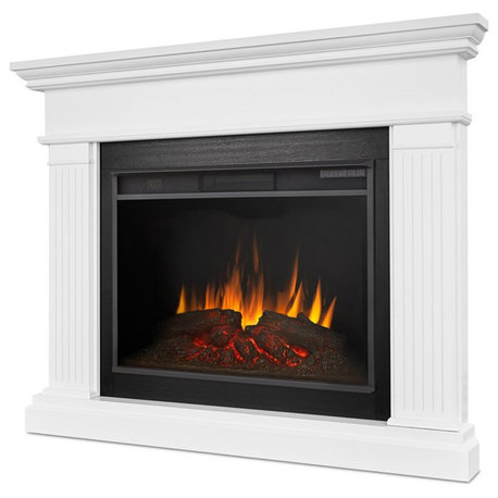 Real Flame Kennedy 56" Wood Grand Corner Electric Fireplace in White