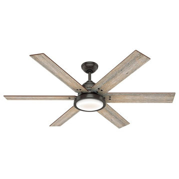 Hunter Warrant-Noble Bronze Ceiling Fan With Wall Control and LED Light, Bronze