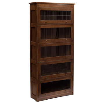 Mission Craftsman Style Oak Barrister Bookcase  - 5 STack - Walnut