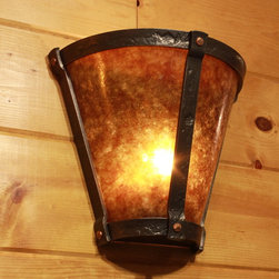Forge Wall Sconce with Amber Mica Shade - Wall Sconces