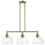 Livex Lighting Inc. - 3 Light Antique Brass Linear Chandelier - This three light linear chandelier from the Glendon collection has understated elegance. It features minimal details, clear curved glass with an antique brass finish and can fit into any decor.