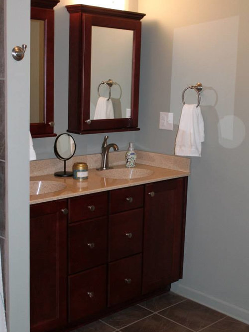 Bathroom Remodel with Maple Adams Cranberry Vanity and Polystone ...