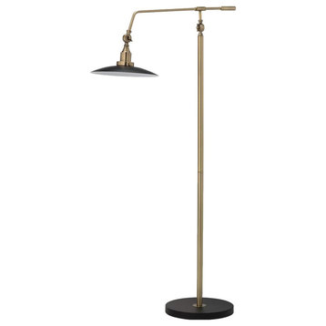 Retro Mid Century Modern Antiqued Brass Arm Floor Lamp 65 in Adjustable Height