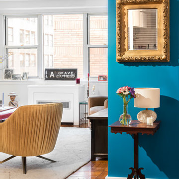 Turquoise Walls Highlight Living Area