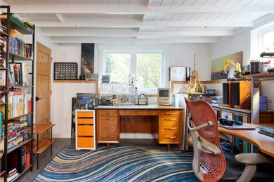 Example of an arts and crafts home office design in Seattle