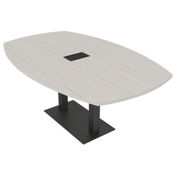7 Foot Arc Boat Conference Table With Square Metal Base Power And Data