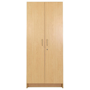Tot Mate 72" Double Door Contemporary Wood Composite Tall Cabinet in Maple