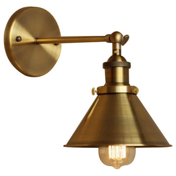 Industrial 1-Light Wall Sconce With Cone Shade Metal