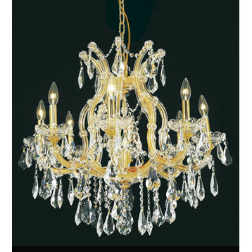 Elegant Lighting Maria Theresa 9-Light Crystal Chandelier, Gold, Royal Cut, Clea