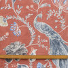 Lovely Peacocks Printed Cotton Fabric By The Yard, Rust Orange Printed Cotton