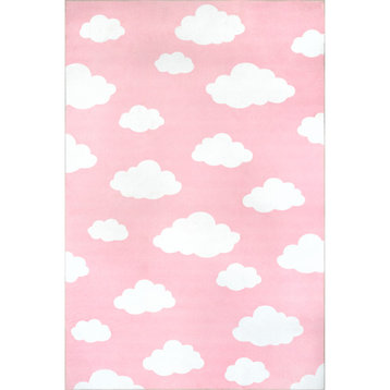nuLOOM Lilia Machine Washable Kids Cloud Area Rug, Pink 4' x 6'