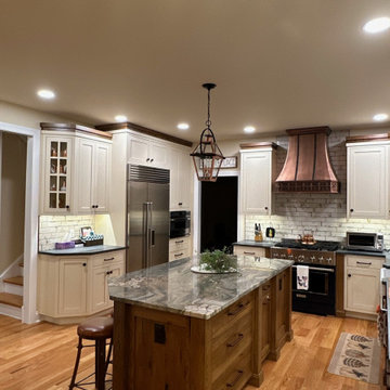 Rustic Hickory, Paint and Glaze with Copper range hood