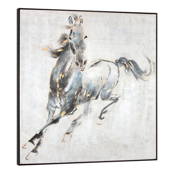 Prancing Stallion, Hand Painted Canvas, 40" X 40"