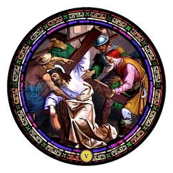 Panel#10022 / Station 5: Simon of Cyrene Helps Jesus Carry the Cross - Windows And Doors