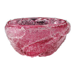 Inviting Home Inc. - Hand-Blown Venetian Glass Bowl, Pink, 11"x6" - Decorative Bowls