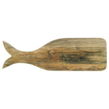 Mango Wood Whale Shaped Cheese and Cutting Board, Natural