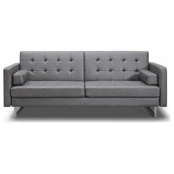 HomeRoots 80" X 45" X 13" Gray Sofa Bed With Stainless Steel Legs