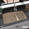 Karran Undermount Quartz 33" 60/40 Double Bowl Kitchen Sink, Bisque