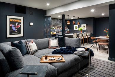 Transitional home theater photo in New York