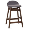 Home Square 24.75" 3 Piece Upholstered Fabric Saddle Wood Barstool Set in Gray