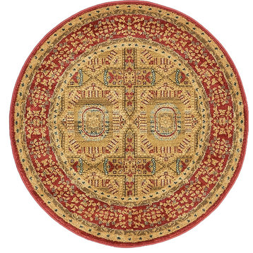 Unique Loom Red Lincoln Palace 3' 3 x 3' 3 Round Rug