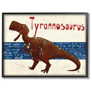 Stupell Industries Tyrannosaurus Dinosaur, 11"x14", Black Framed