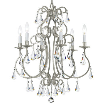 Crystorama 5016-OS-CL-MWP 6 Light Chandelier in Olde Silver