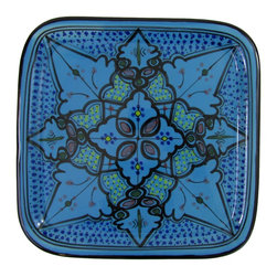 Le Souk Ceramique - Square Stoneware Platter Sabrine Design - Serving Dishes And Platters