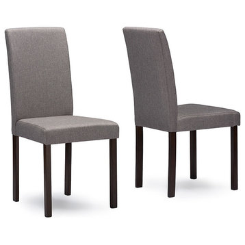 Andrew Contemporary Espresso Wood Gray Fabric Dining Chair, Set of 2