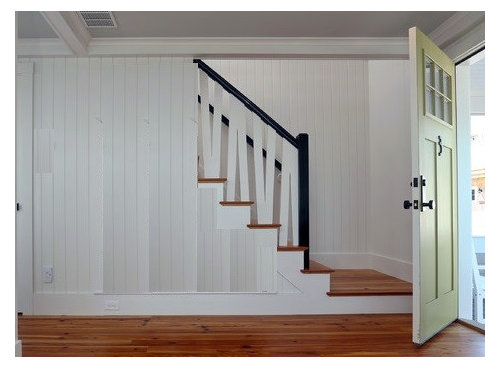 Decorating ideas for staircase with beadboard.