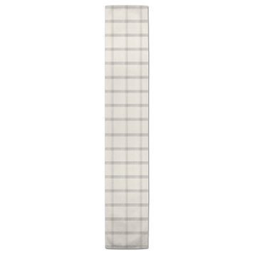 Gray Plaid Linen 16x72 Poly Twill Table Runner