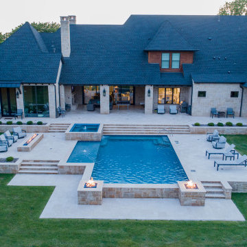 Fiery Hillside Pool Project in Southlake, TX