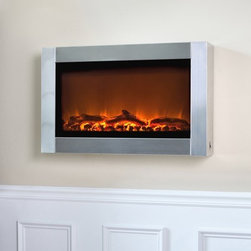 Stainless Steel Wall Mounted Electric Fireplace - Indoor Fireplaces