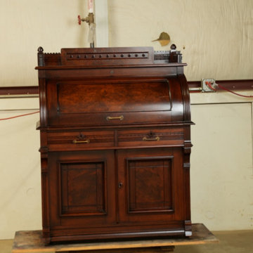 Antique Cylinder Roll Top Desk Restored in Our Fort Collins Shop
