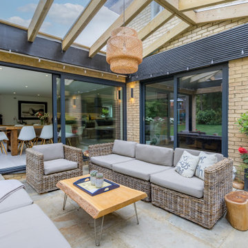 Covered Outdoor Living Room with Glazed Timber Canopy, Weybridge, Surrey