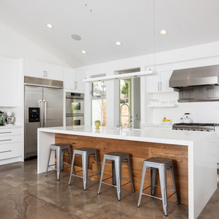 White Caesarstone Waterfall Edge Houzz
