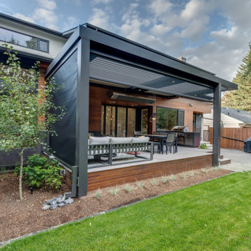 StruXure Adjustable Pergola Over Seating Area with Phantom Motorized Screens