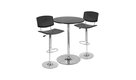 3 Pc Modern Pub Table and Bar Stool Set in Black & Chrome