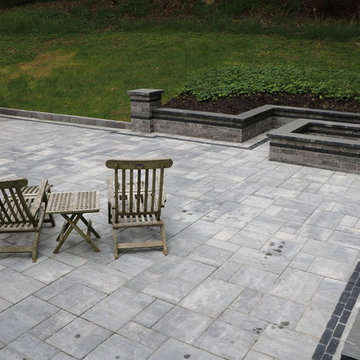 Large Scale Patio and Fire Pit:  Unilock Beacon Hill Flagstone Pavers