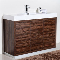 48 inch Integrated Sink Top Walnut Finish Modern Bathroom Vanity - Bathroom Vanities And Sink Consoles