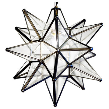 Moravian Star Light, Seedy Glass With Silver Trim, 15" Diameter, No Mount Kit