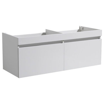 Fresca Mezzo 60" Wall Hung Double Sinks Modern Wood Bathroom Cabinet in White