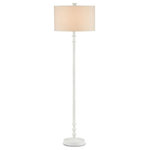Currey & Company - Gallo White Floor Lamp - The Gallo Floor Lamp is a clean and simple design with a casted texture that is further accented by the antique white finish, which highlights the character in the material. The white floor lamp, which will bring a chic vibe to a room, brings style without too heavy a profile.