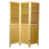 Natural Stain Room Divider in Beadboard Style (3 Panel)