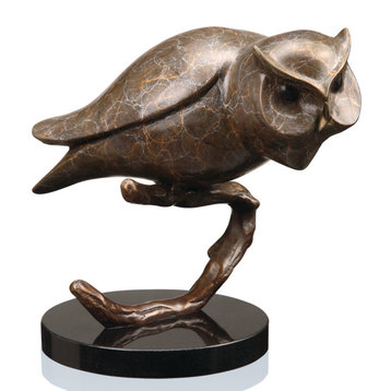 SPI Brass Owl On Branch Statue