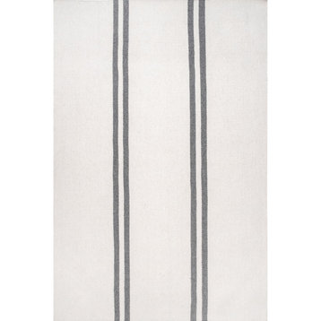 Lauren Liess Elowen Double Striped Wool Area Rug, Ivory, 5' X 8'