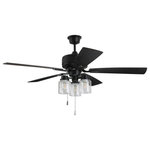 Craftmade - Neighborhood Kate 3 Light 52" Indoor Ceiling Fan, Flat Black - Appealing and strong, the Kate 52" ceiling fan with optional three light fitter featuring clear glass and included LED filament bulbs, efficient motor with three speeds and reverse offers impressive performance year round and is sure to catch your eye.