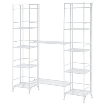 Xtra Storage 5 Tier Folding Metal Shelves With Set of 2 Extension Shelves