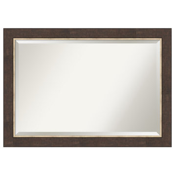 Lined Bronze Beveled Wall Mirror 41 x 29 in.