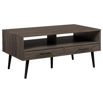 40" Wood Coffee Table with Hairpin Legs - Slate Gray / Black